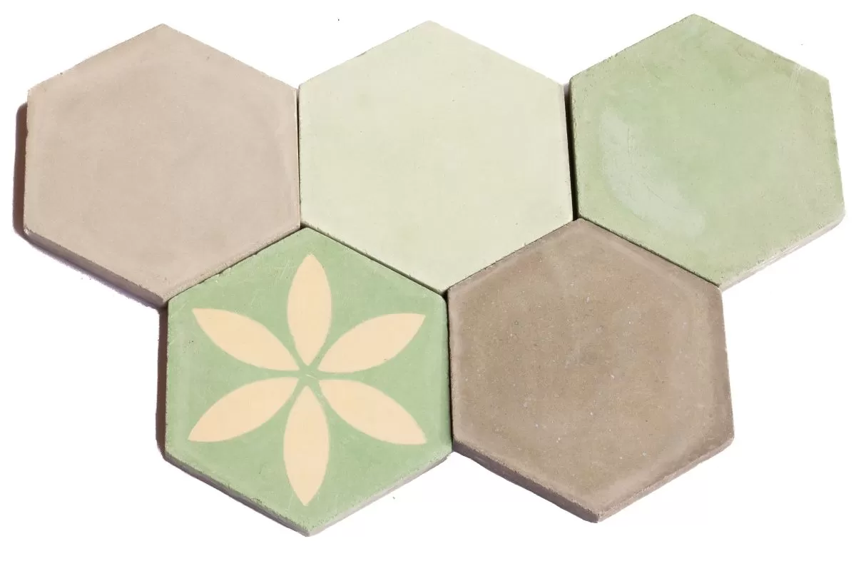 Calcáreo Hexagonal Liso Color Verde