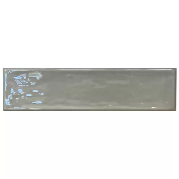 Cerámica Gris Medio Brillante Texturada 7.5x30 Para Pared