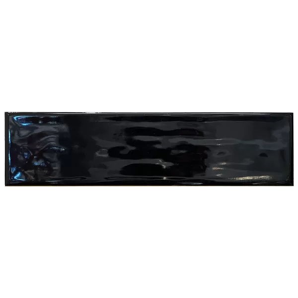 Cerámica Negro Brillante Texturada 7.5x30 Para Pared